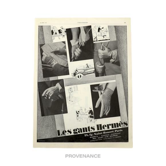 🔴 Hermes Antique Vintage Newsprint Ad - Hermès Gloves - Picture 3 of 5
